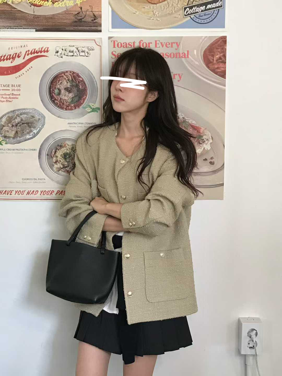 A68.小V家30%WOOL金釦小香外套