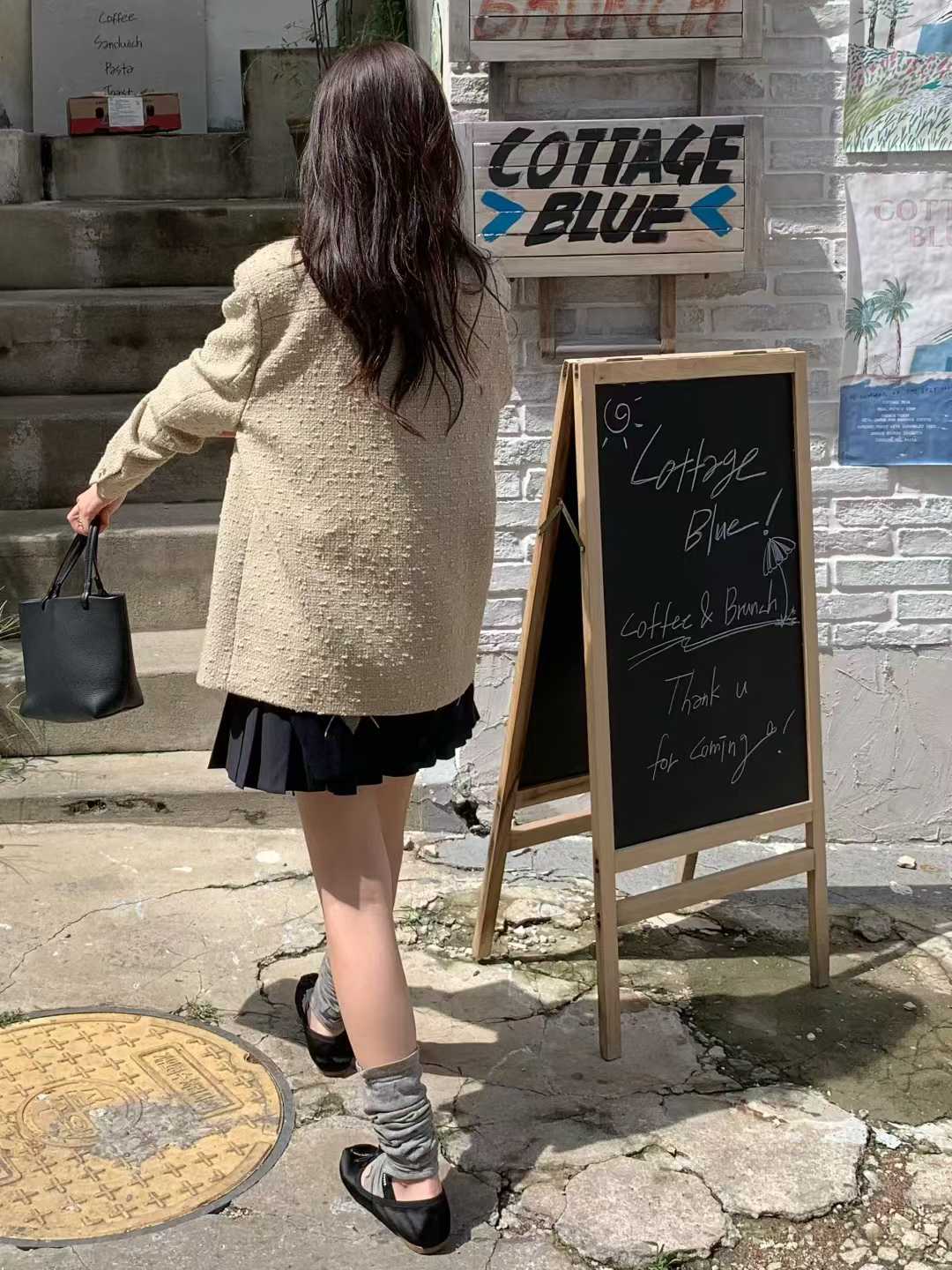 A68.小V家30%WOOL金釦小香外套