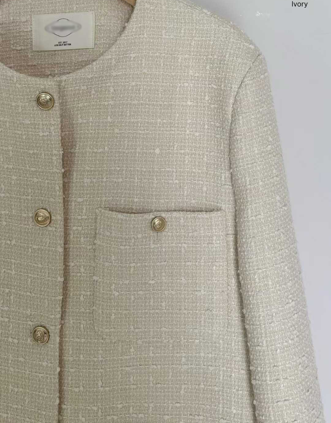 A68.小V家30%WOOL金釦小香外套