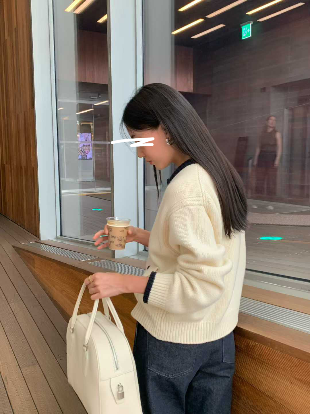 B43.清爽家造型拼色滾邊CASHMERE拉鍊外套