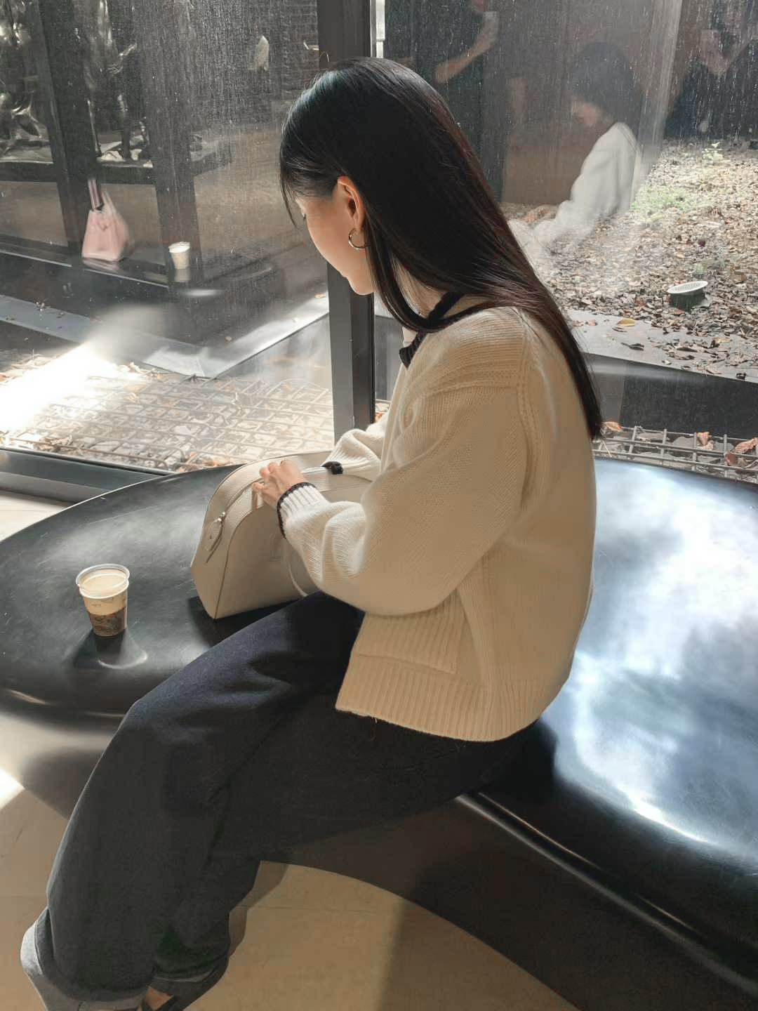 B43.清爽家造型拼色滾邊CASHMERE拉鍊外套