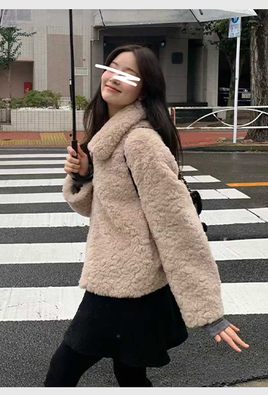 A19.顏值家泰迪熊毛毛翻領外套