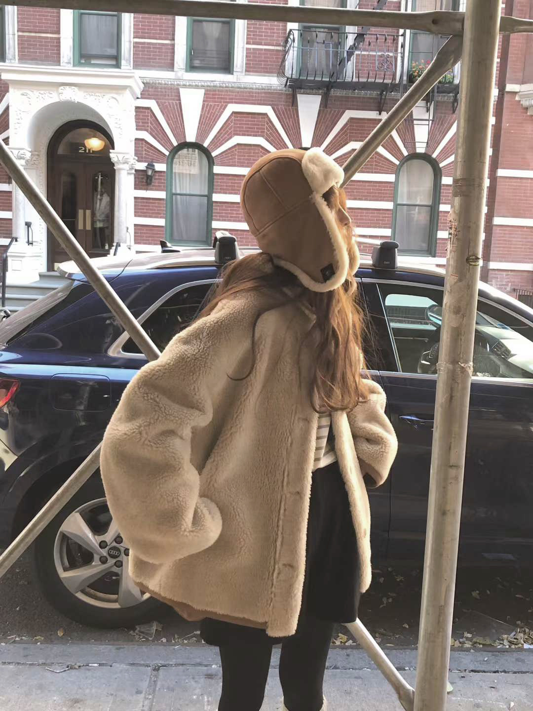 A20.顏值家可愛正反麂皮QQ毛外套