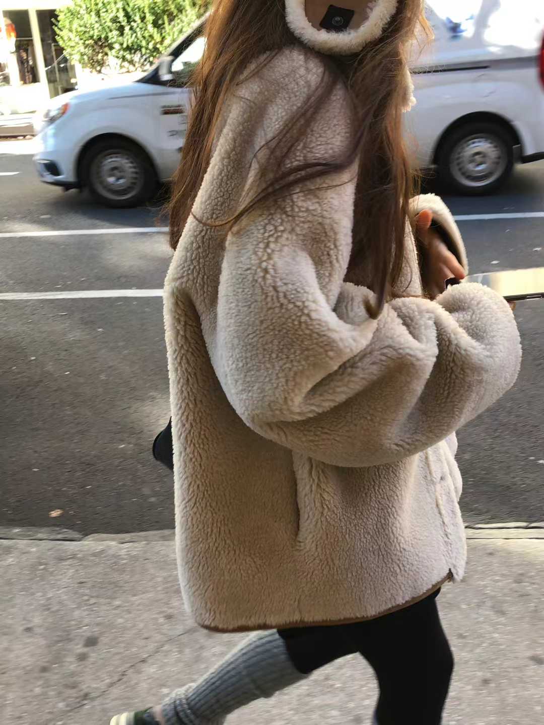 A20.顏值家可愛正反麂皮QQ毛外套