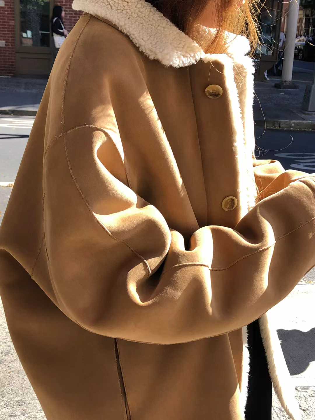 A20.顏值家可愛正反麂皮QQ毛外套