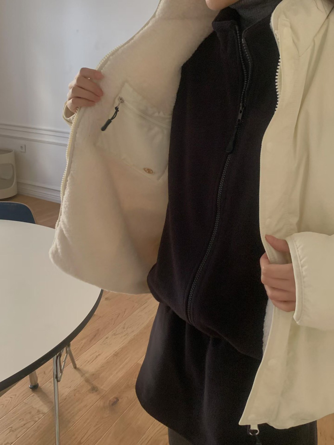 B91.必備正反兩穿立領100%羊毛外套