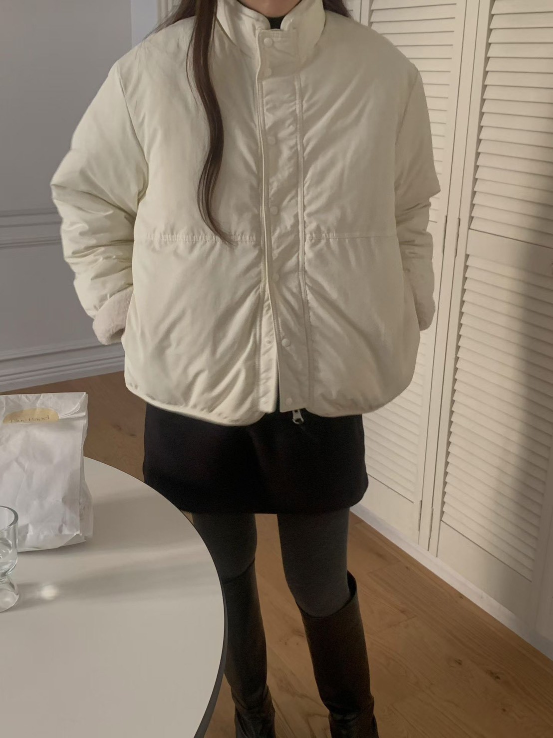 B91.必備正反兩穿立領100%羊毛外套