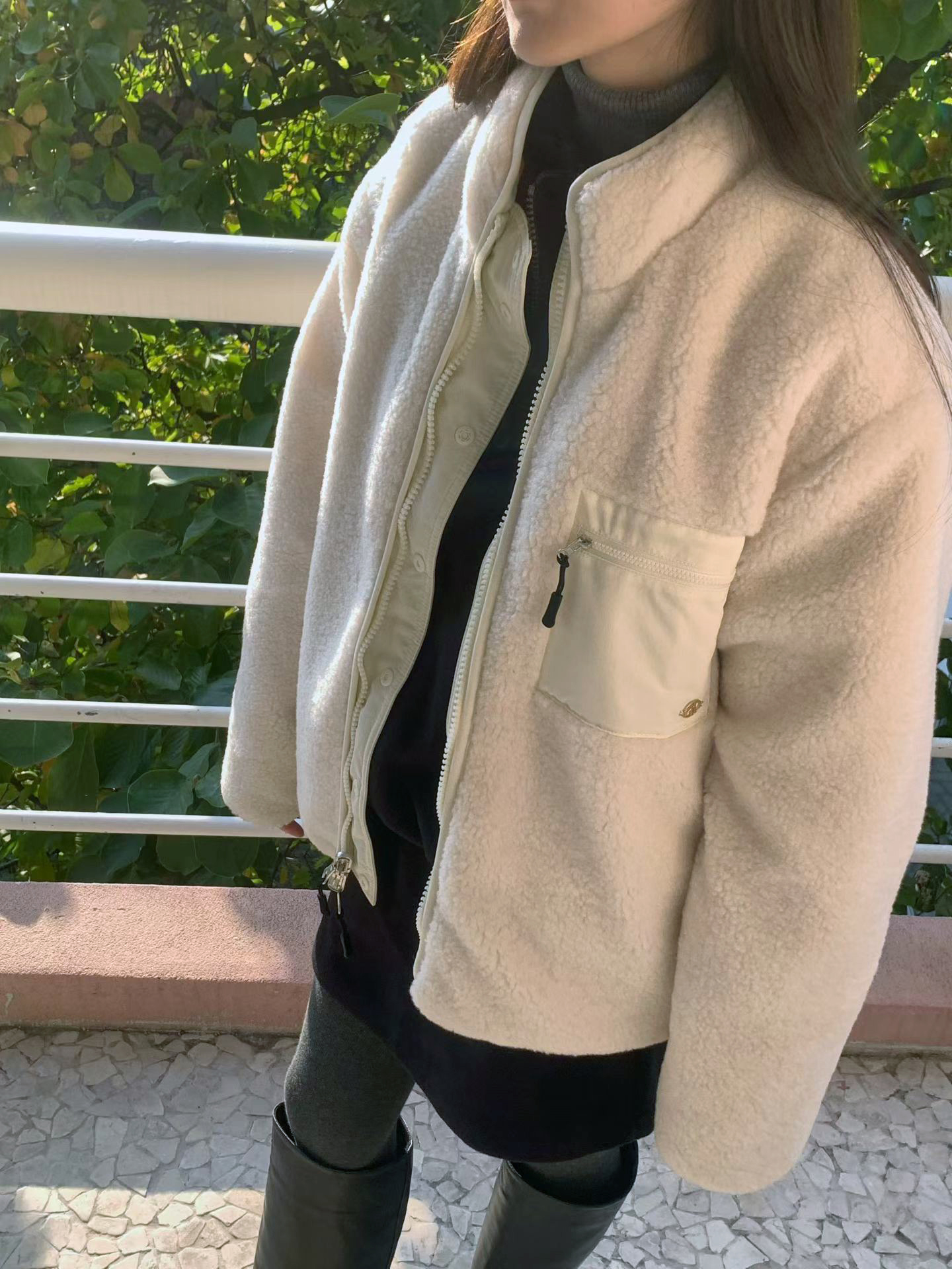 B91.必備正反兩穿立領100%羊毛外套