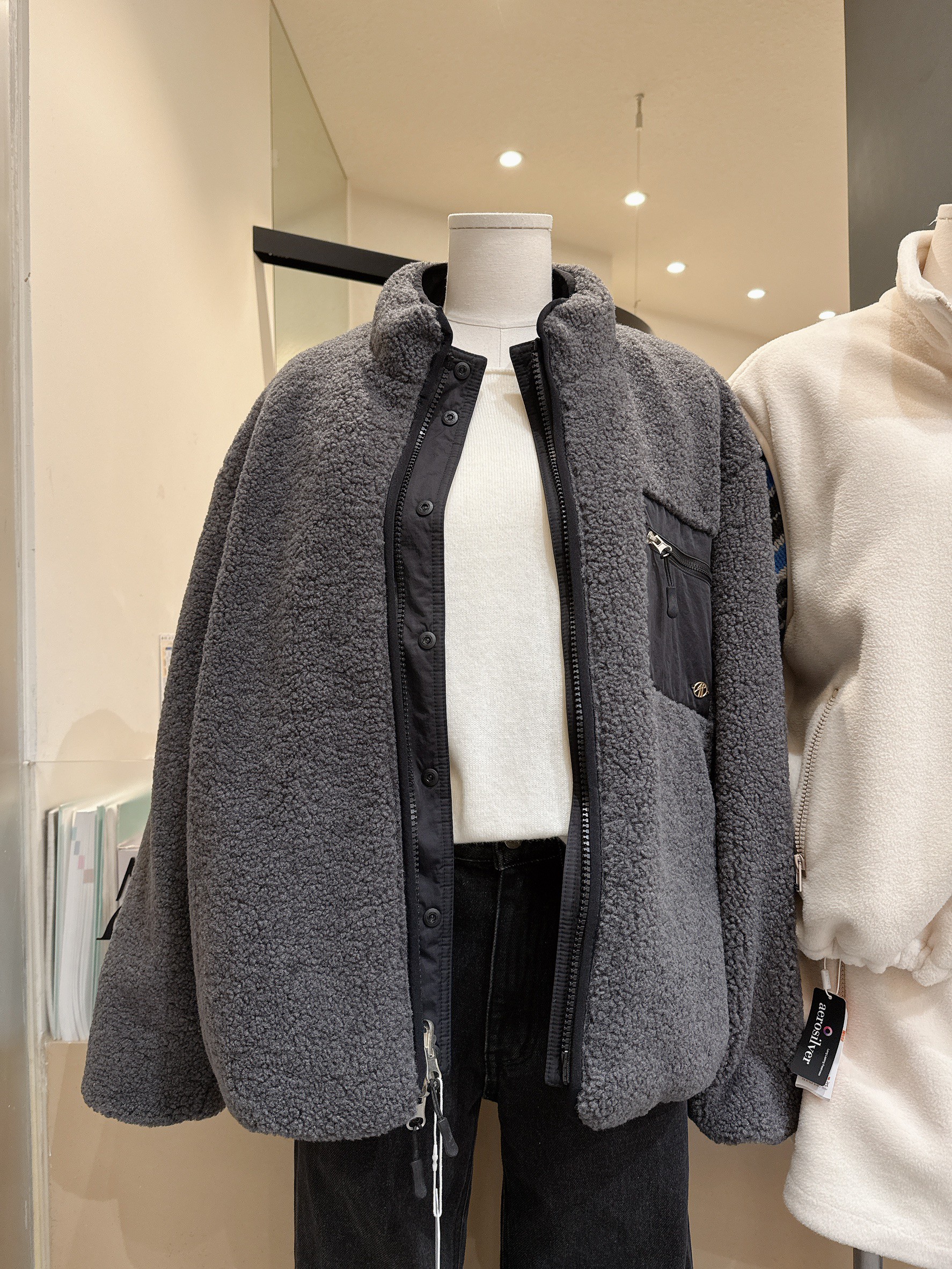 B91.必備正反兩穿立領100%羊毛外套