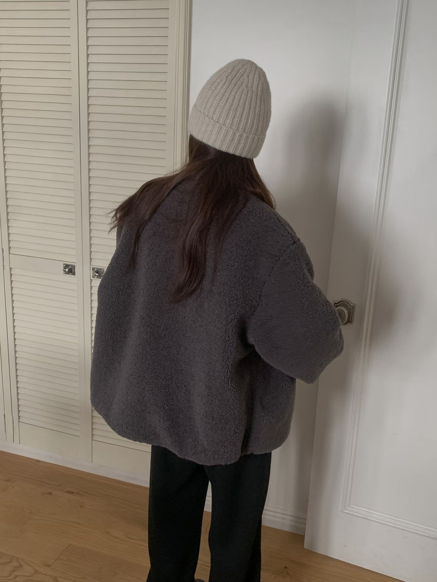 B91.必備正反兩穿立領100%羊毛外套