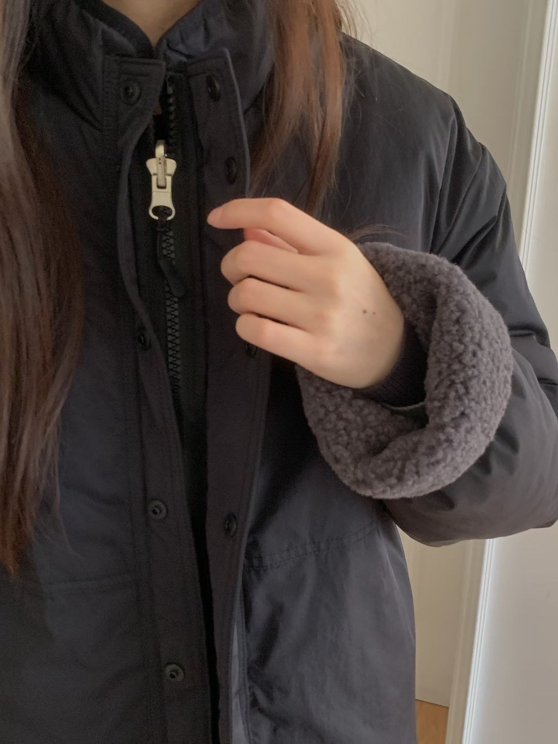 B91.必備正反兩穿立領100%羊毛外套