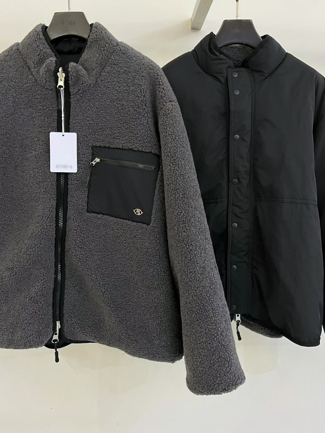 B91.必備正反兩穿立領100%羊毛外套