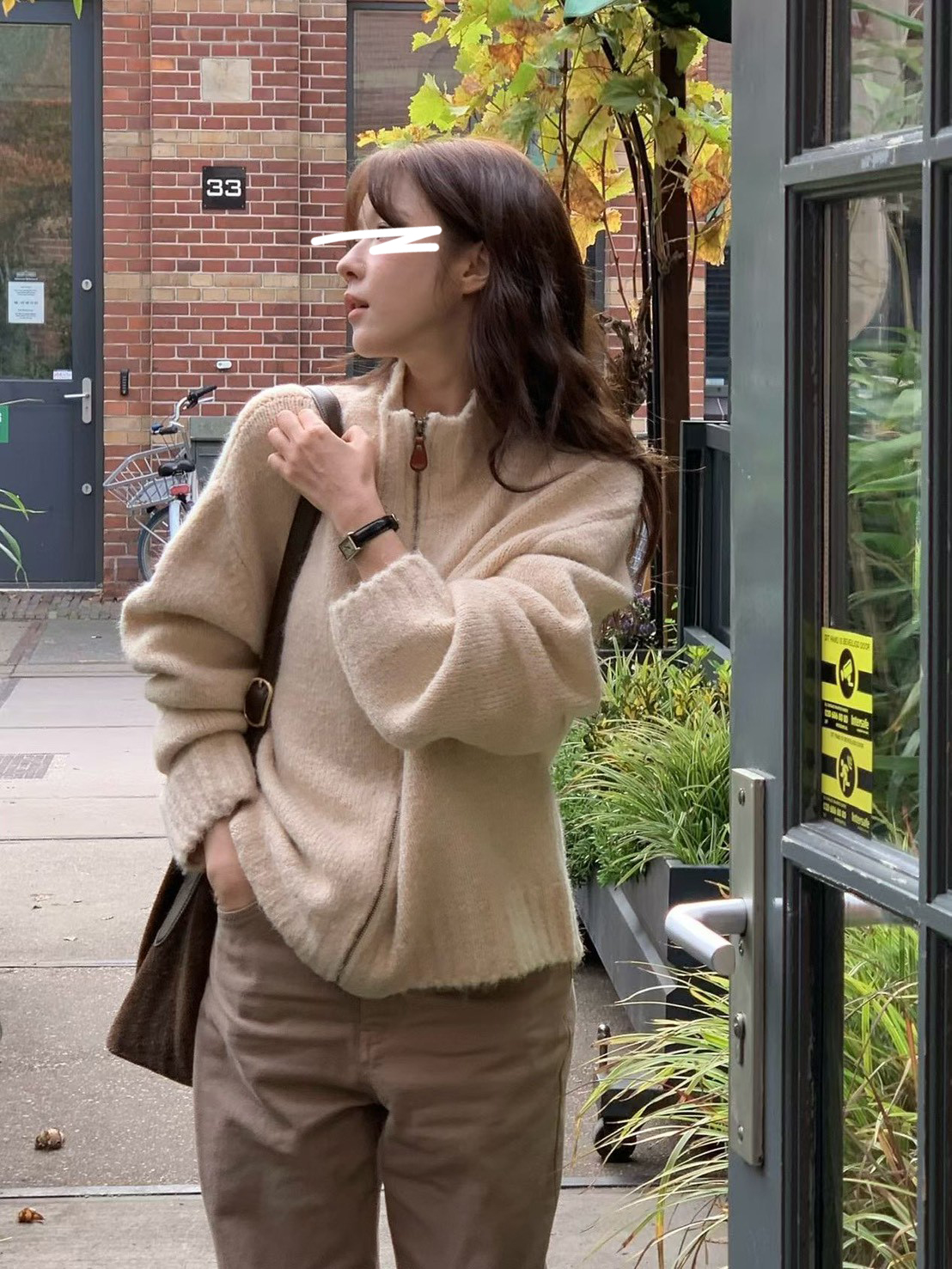 A08.小V家羊毛混紡立領拉鍊外套