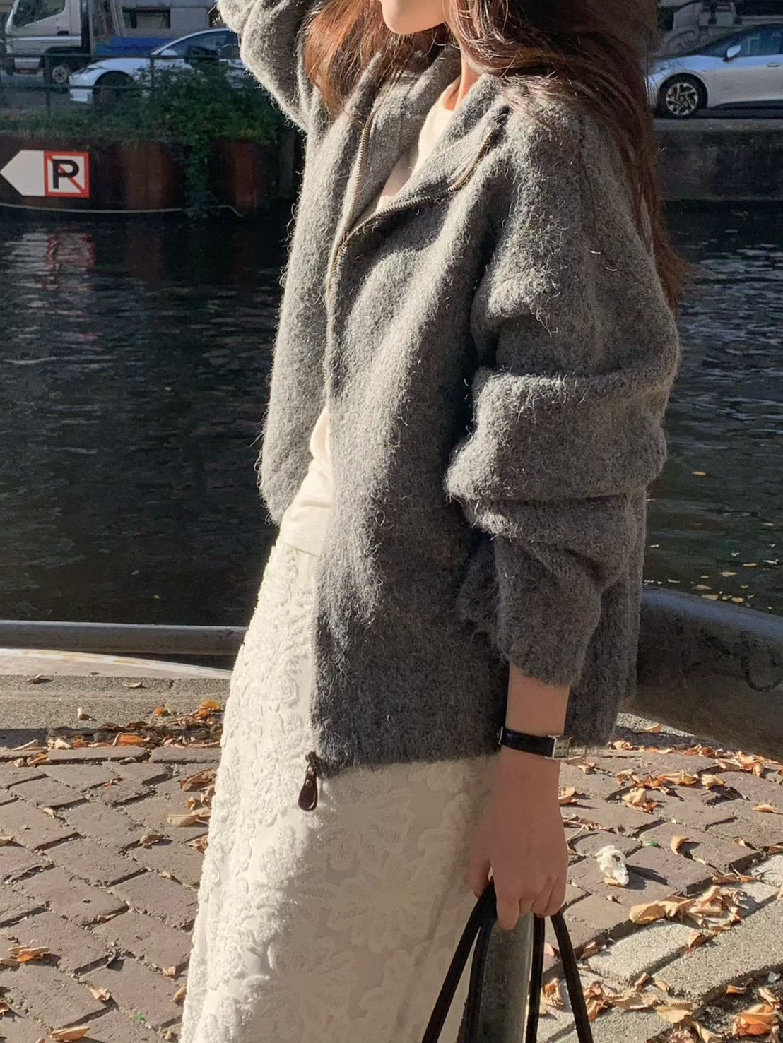 A08.小V家羊毛混紡立領拉鍊外套