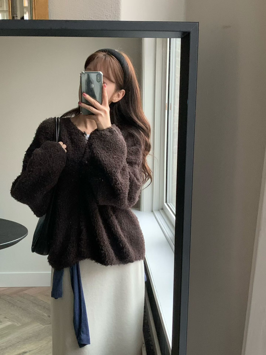 A18.小V家柔美圓領駝羊毛毛衣外套