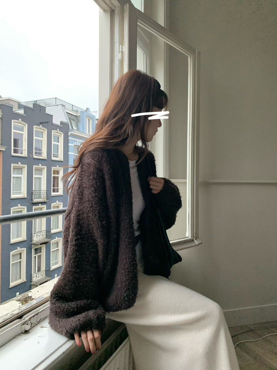 A18.小V家柔美圓領駝羊毛毛衣外套