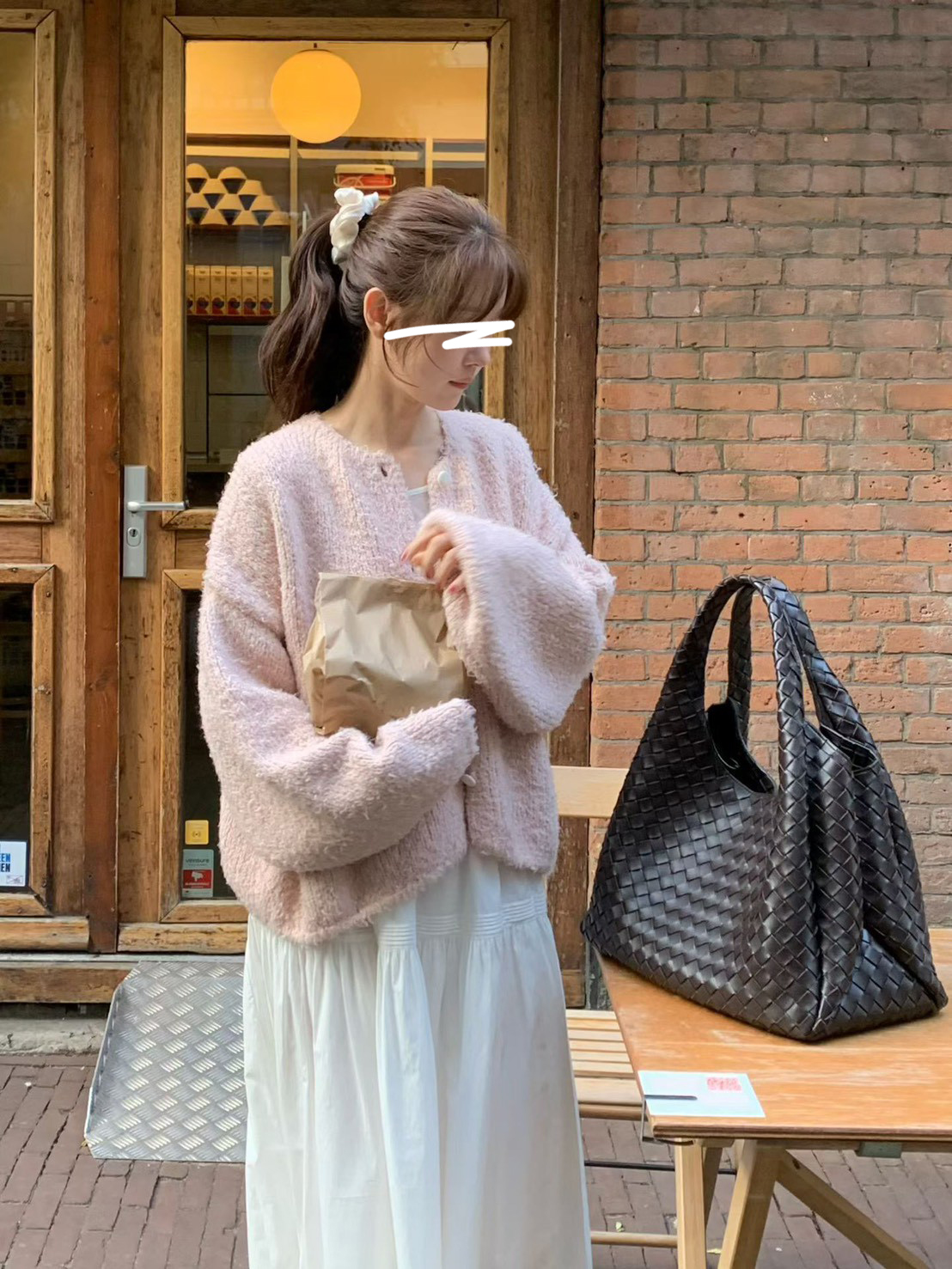 A18.小V家柔美圓領駝羊毛毛衣外套