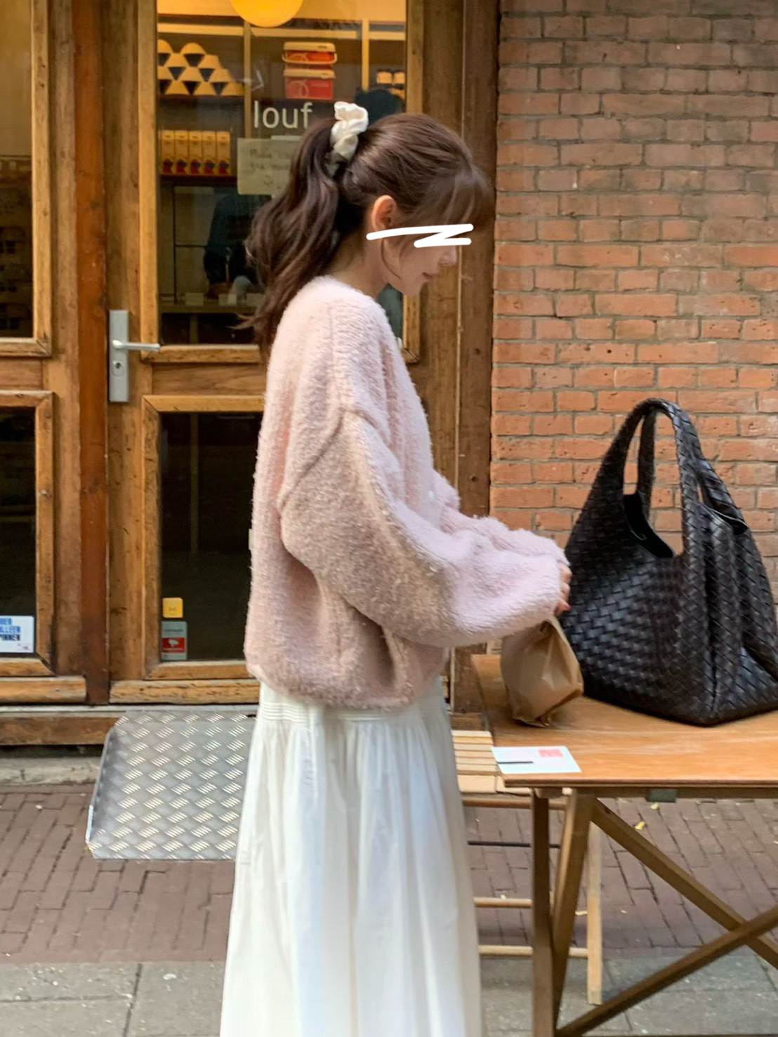 A18.小V家柔美圓領駝羊毛毛衣外套