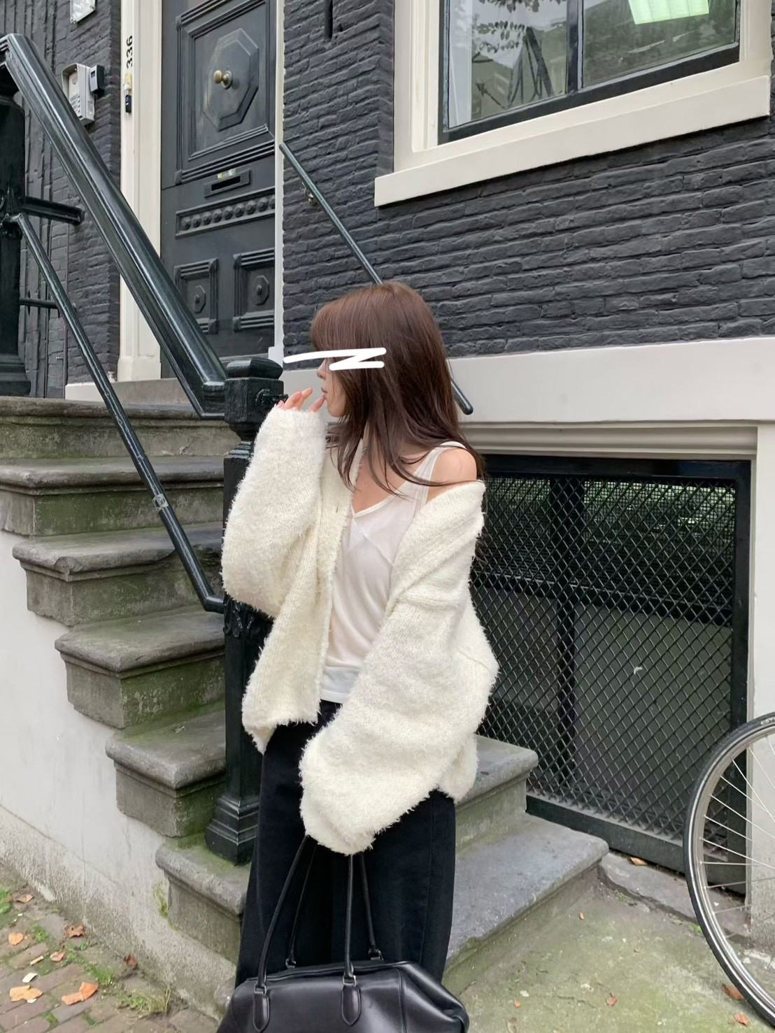 A18.小V家柔美圓領駝羊毛毛衣外套