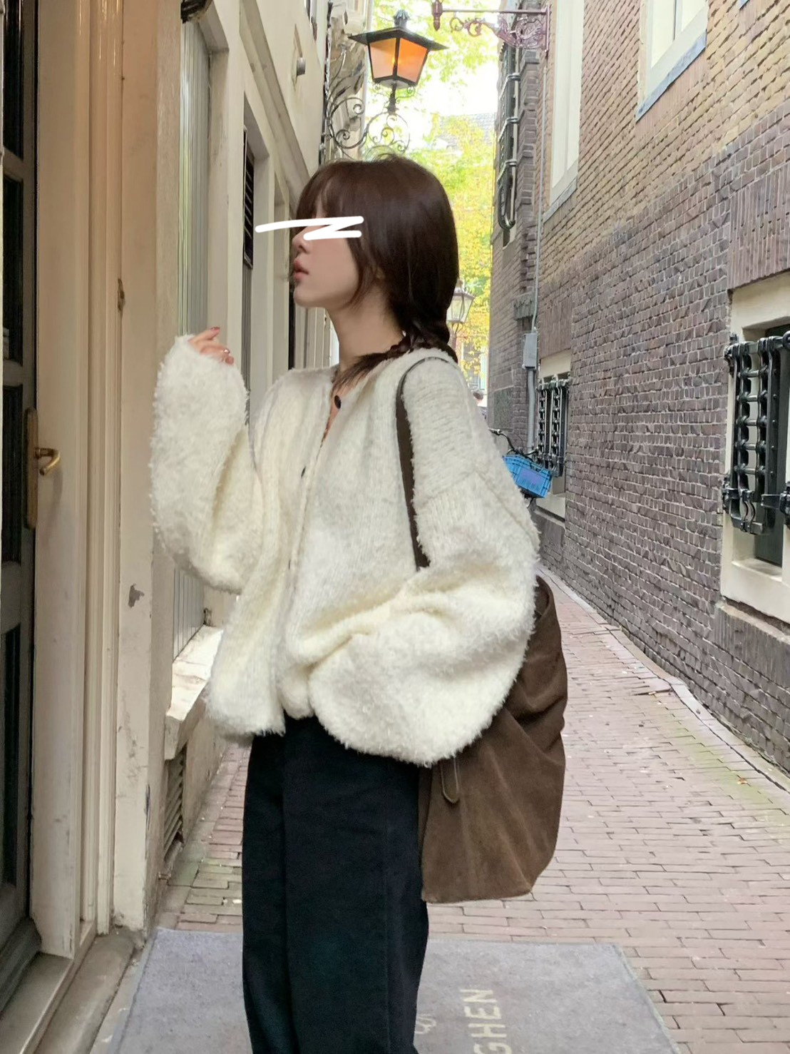 A18.小V家柔美圓領駝羊毛毛衣外套