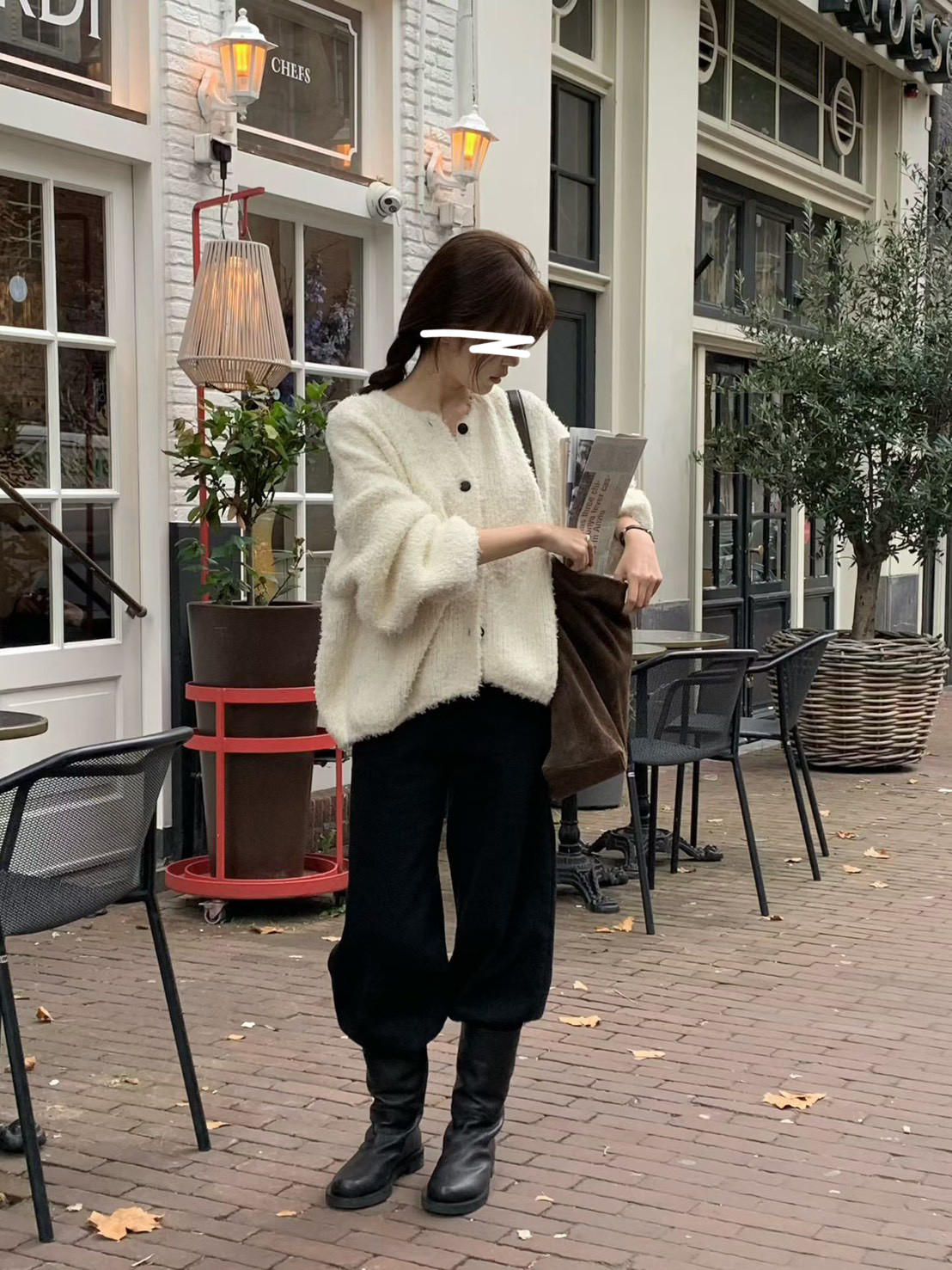 A18.小V家柔美圓領駝羊毛毛衣外套