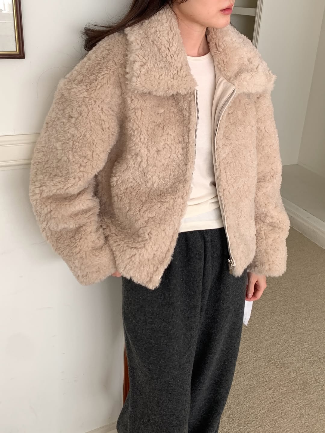 A22.大翻領泰迪熊毛毛外套