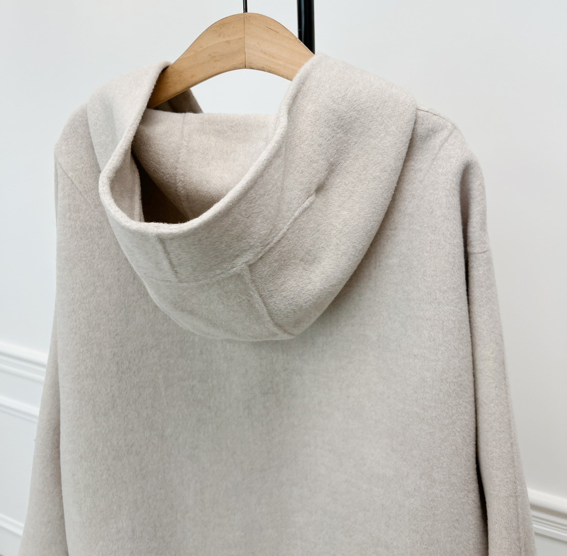 俏皮寬鬆10%CASHMERE 連帽手工大衣