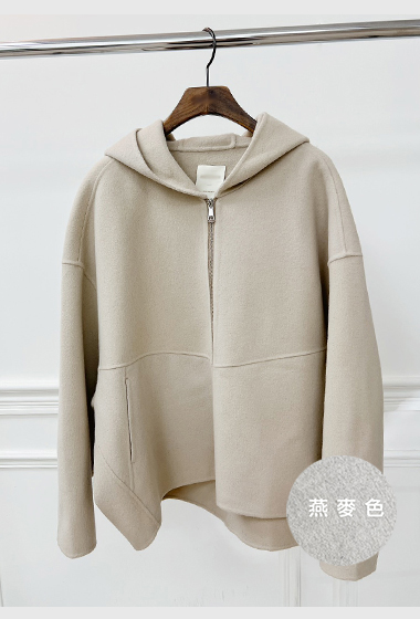 B129.連帽女孩50%CASHMERE手工大衣