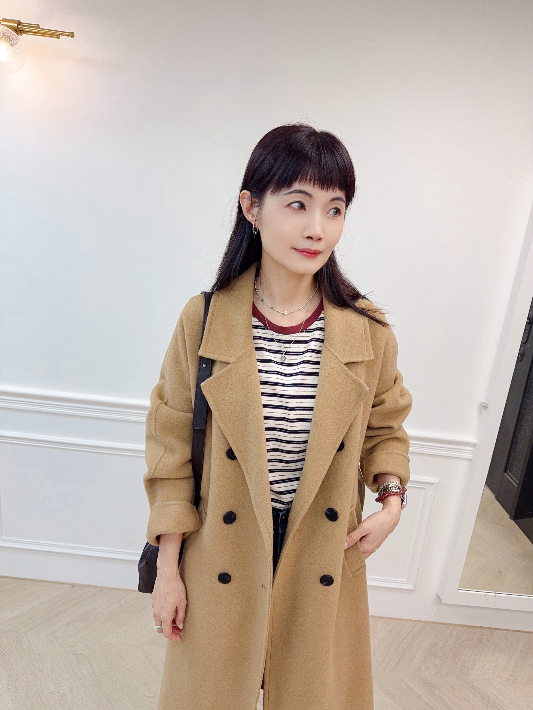 C12.法系經典雙排釦30%CASHMERE手工長大衣
