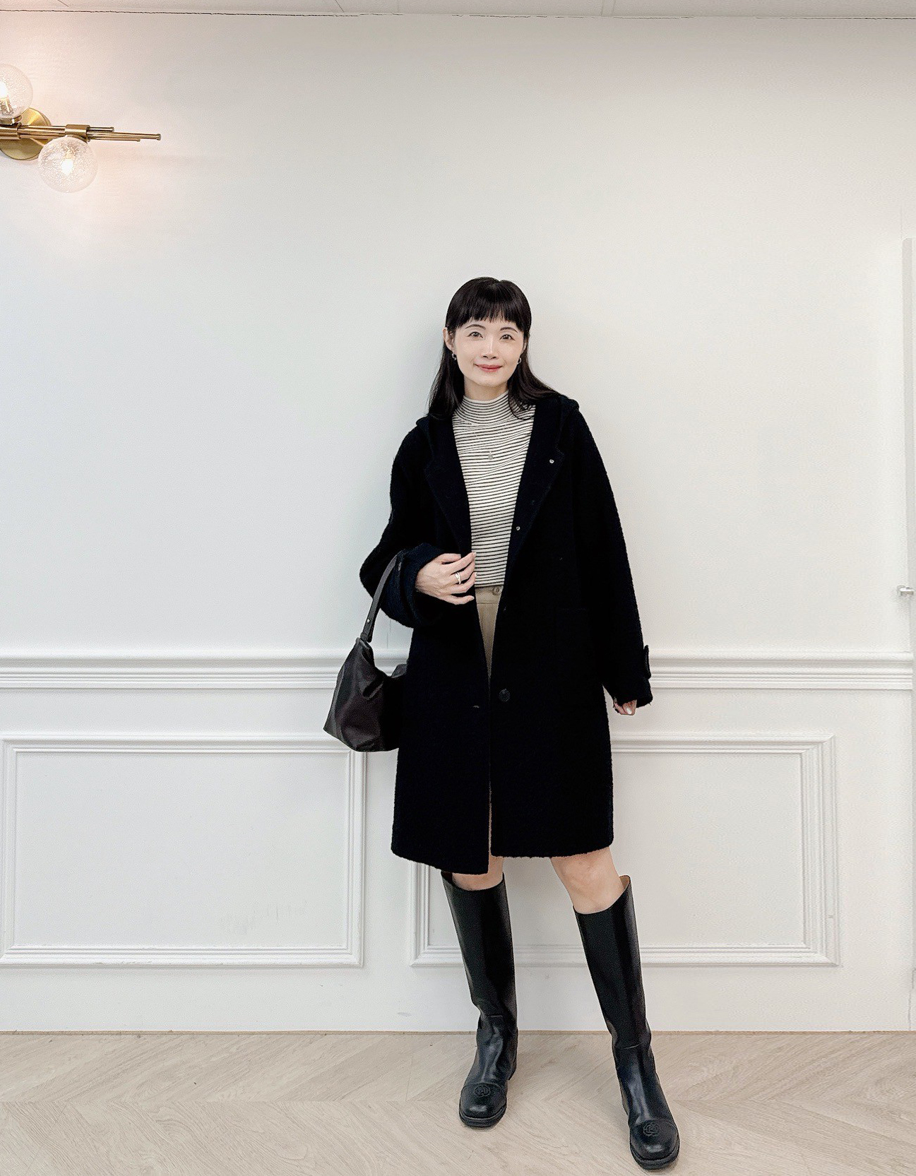 溫柔可愛50%CASHMERE連帽手工大衣