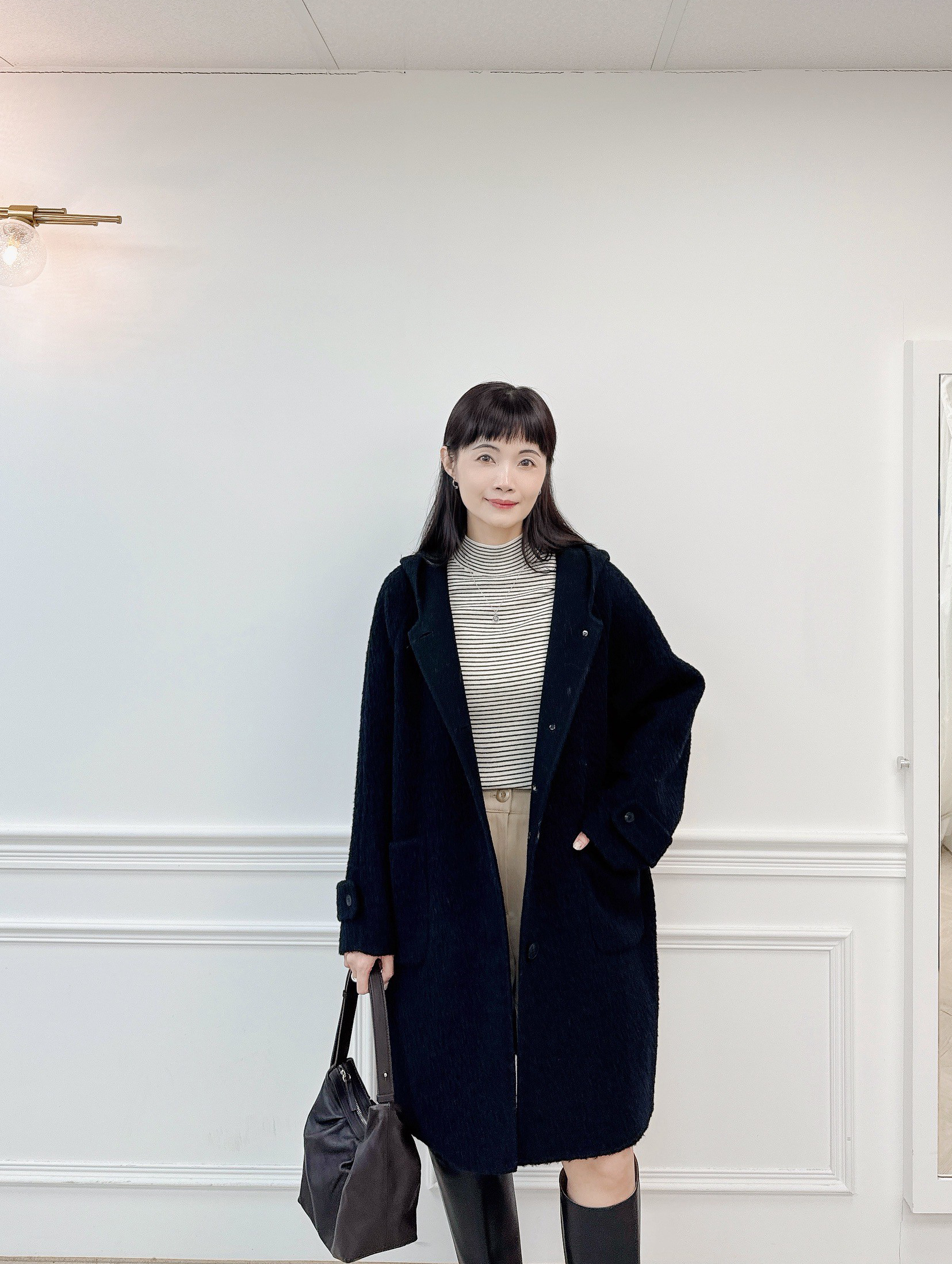 溫柔可愛50%CASHMERE連帽手工大衣