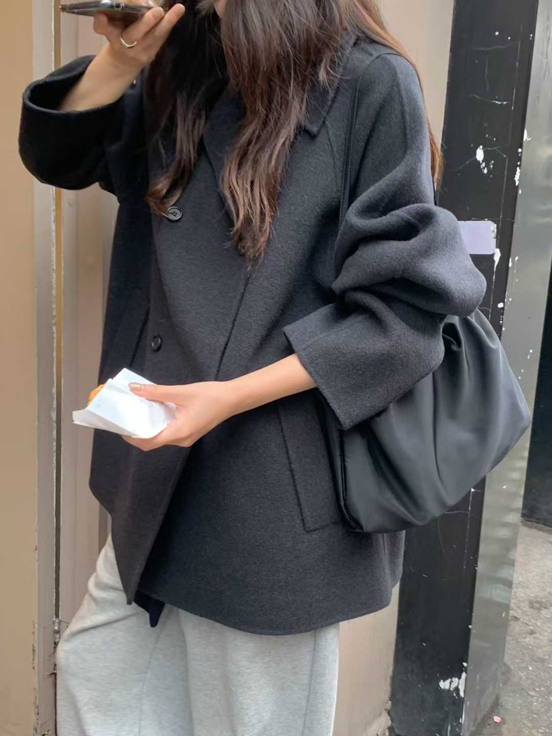 A73.小V家10%CASHMERE時髦手工大衣