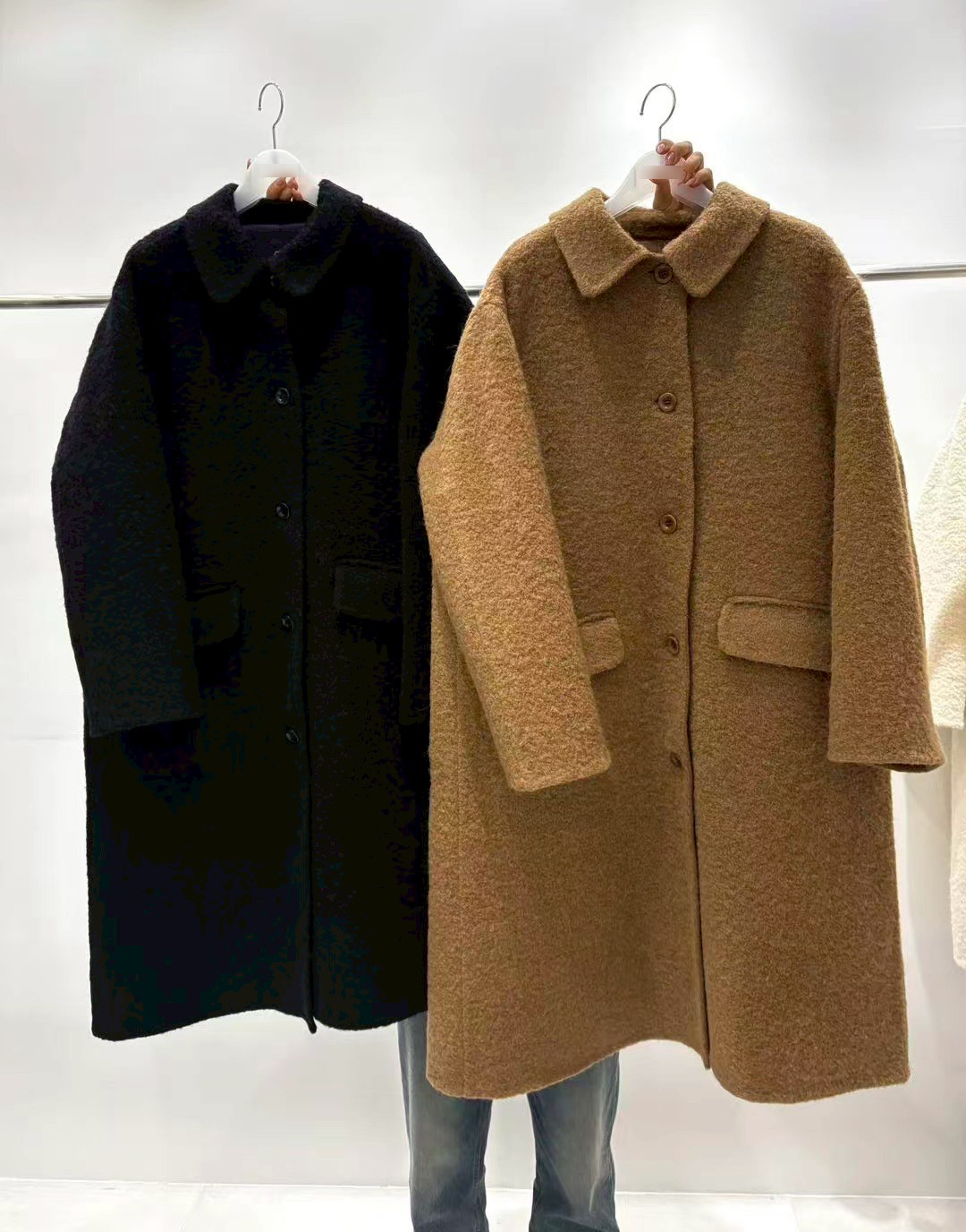 質感家小翻領長版手工大衣