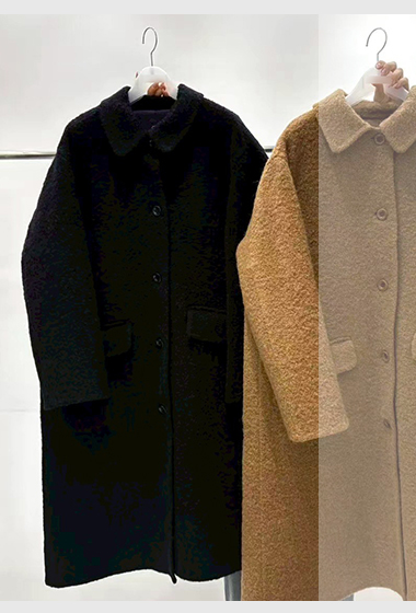 質感家小翻領長版手工大衣