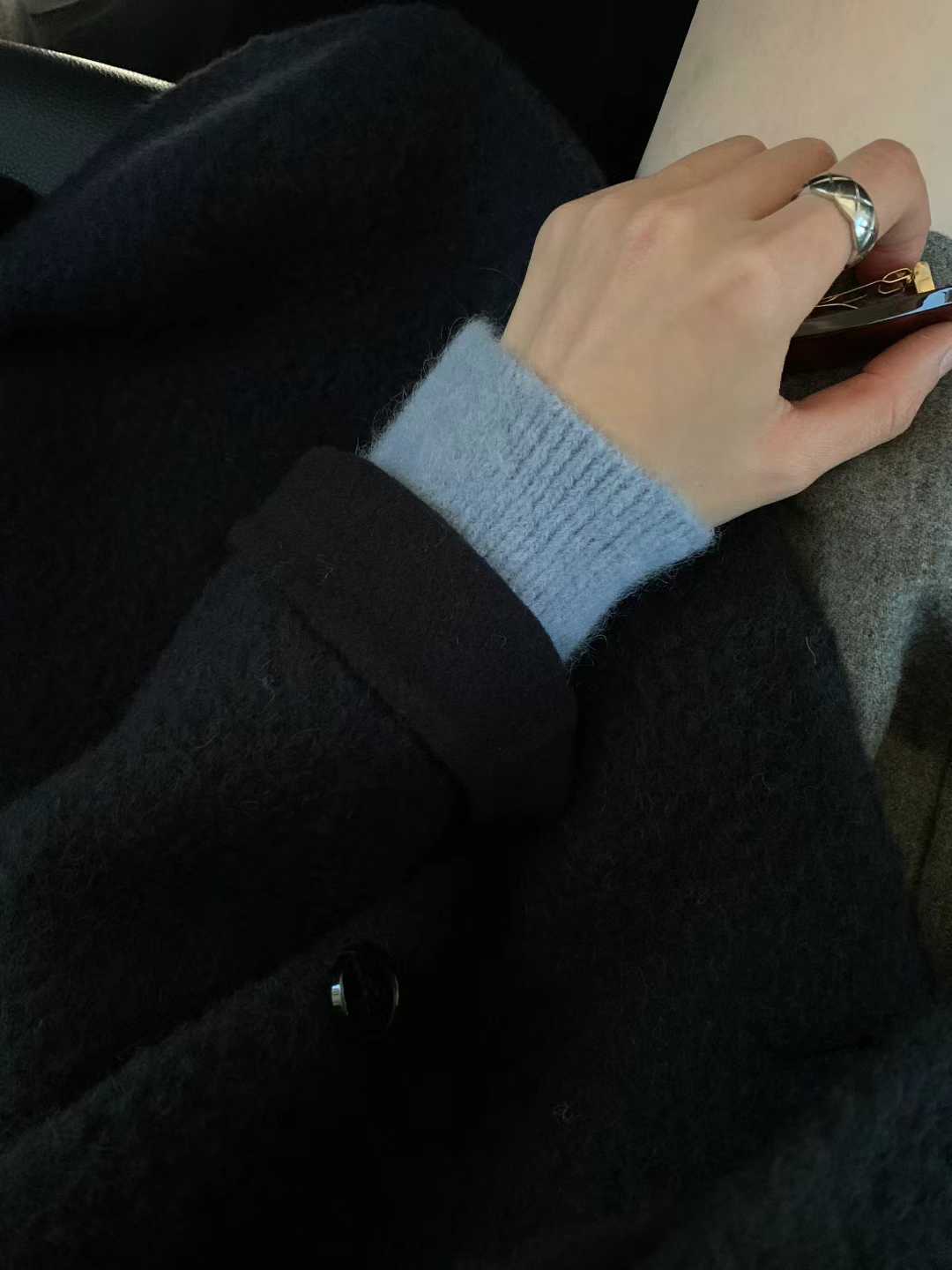 B105.顏值家許願款羊駝毛雙排釦大衣