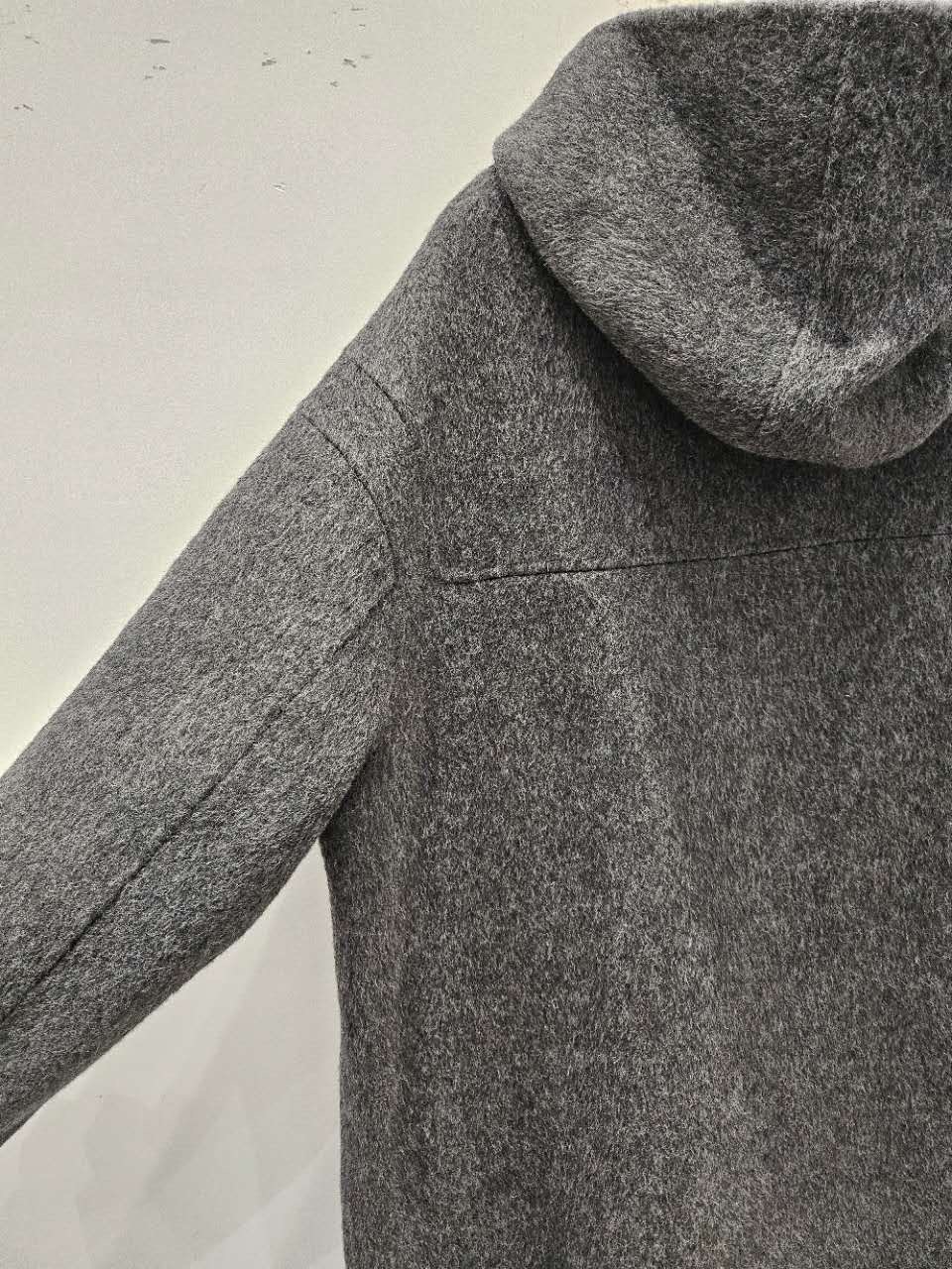 B53.星星家駝羊毛連帽口袋長版大衣