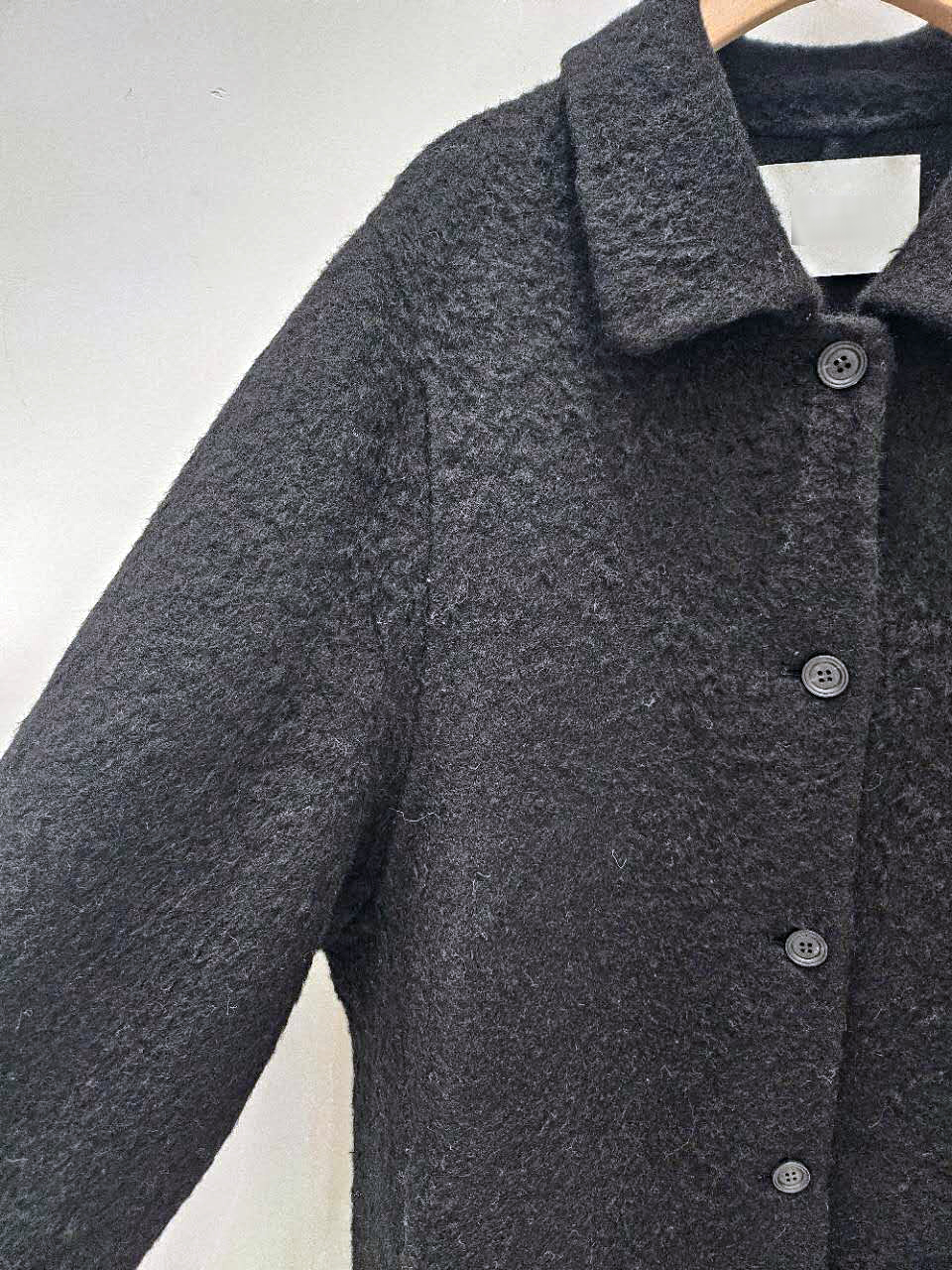 星星家駝羊毛絨感氣質長版大衣