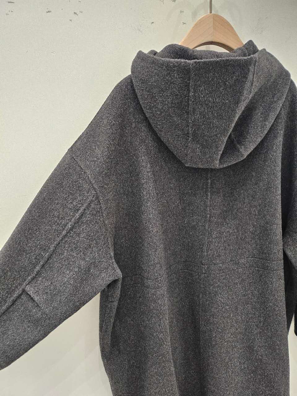 B54.星星家駝羊毛連帽落肩長版大衣