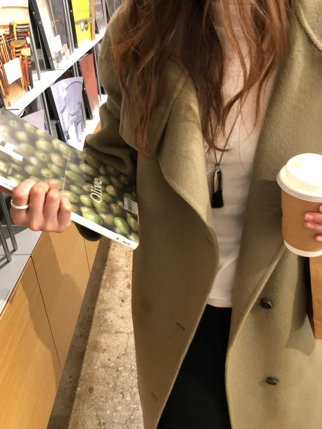 B64.大V家90%WOOL立領長版手工外套