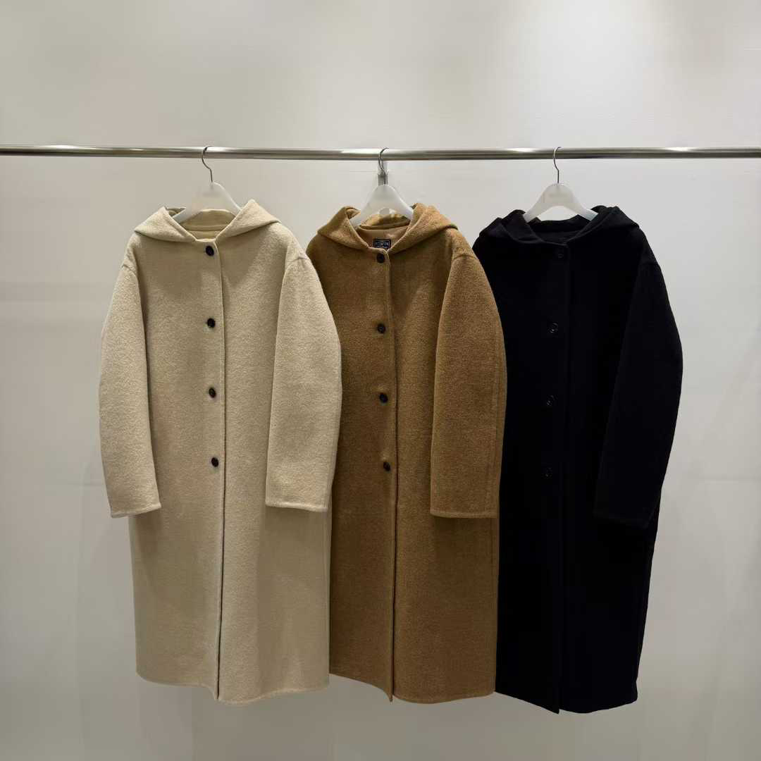 B89.質感家暖意連帽單排釦長版手工大衣