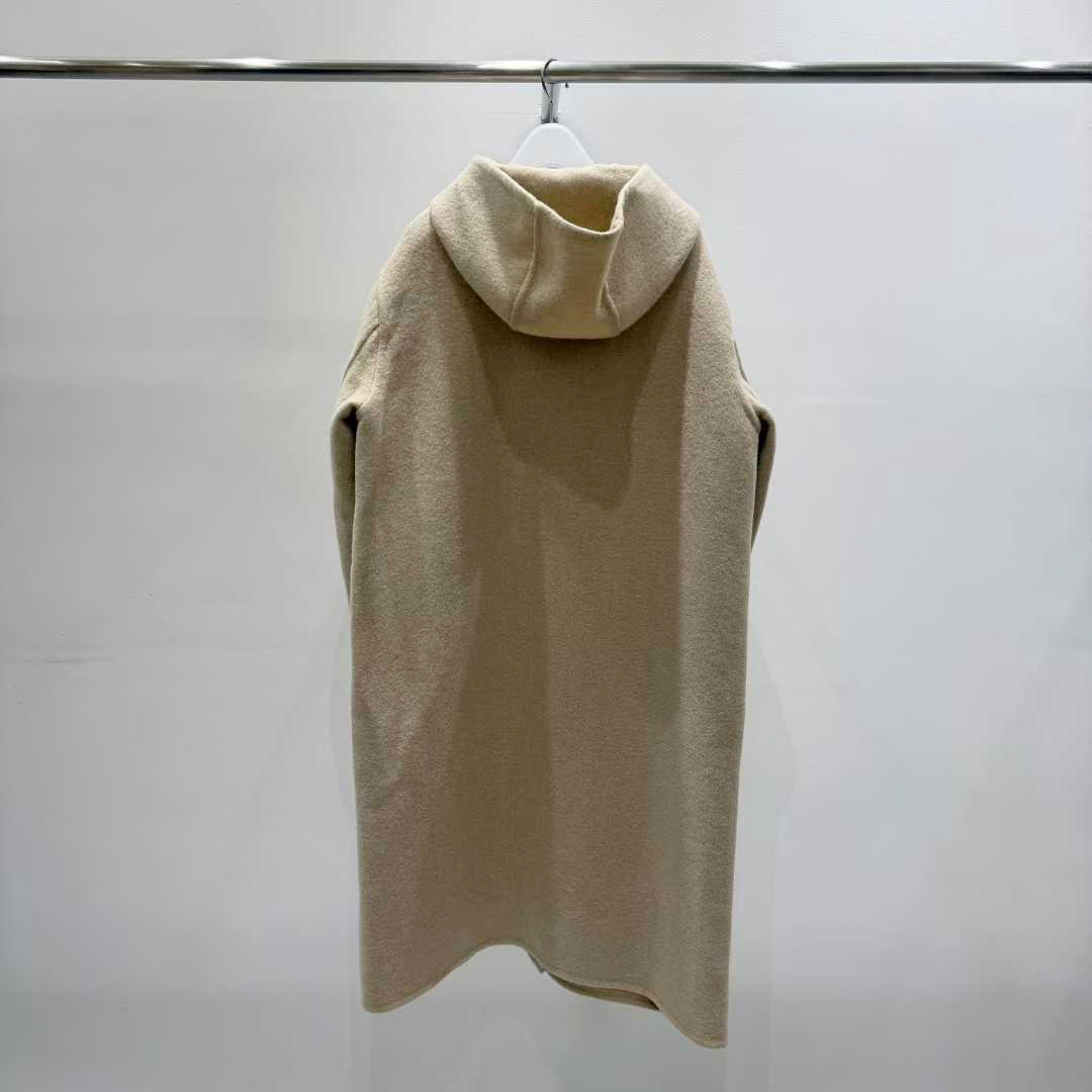 B89.質感家暖意連帽單排釦長版手工大衣