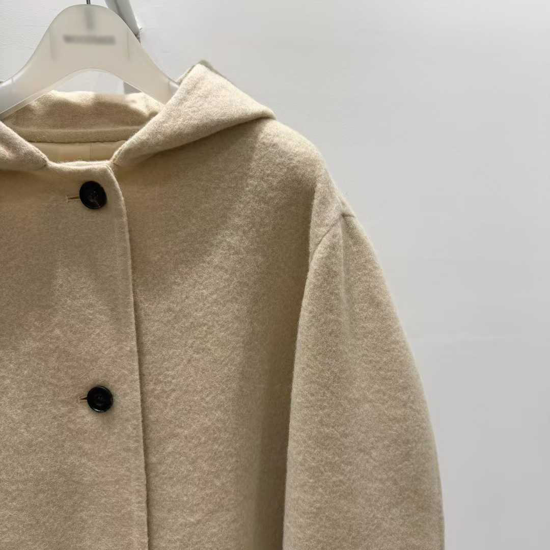 B89.質感家暖意連帽單排釦長版手工大衣