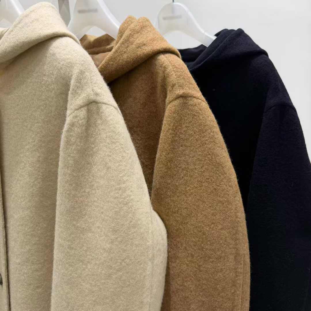 B89.質感家暖意連帽單排釦長版手工大衣