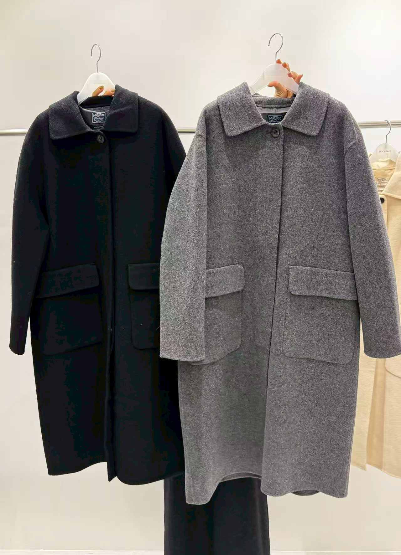 B87.質感家氣質雙口帶長版手工大衣