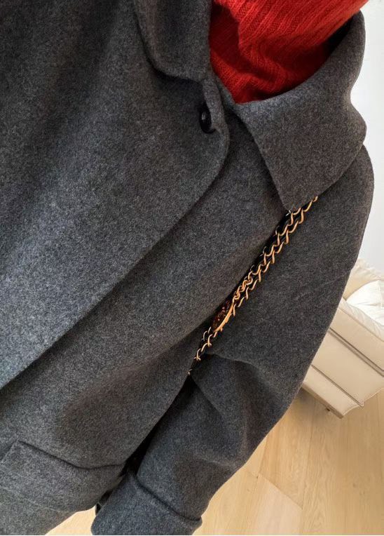 質感家氣質雙口帶長版手工大衣