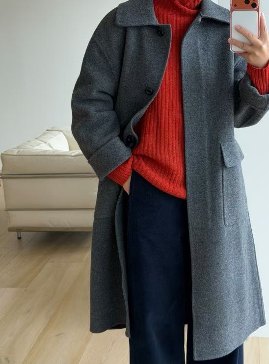 質感家氣質雙口帶長版手工大衣