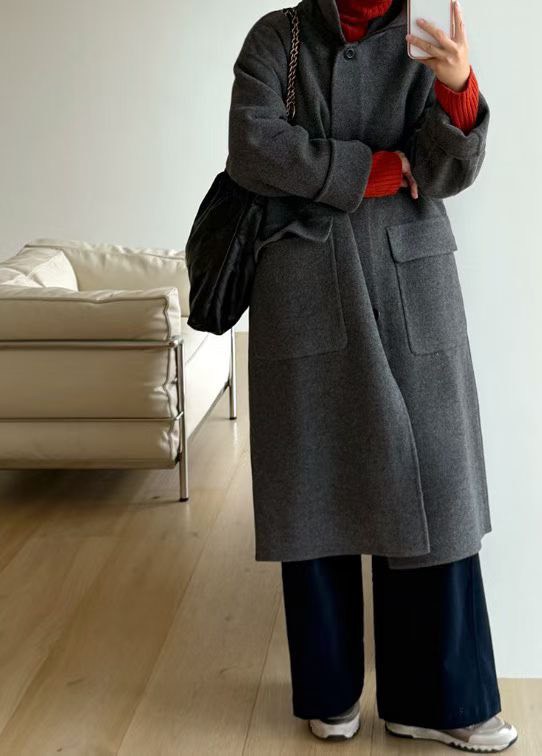 質感家氣質雙口帶長版手工大衣