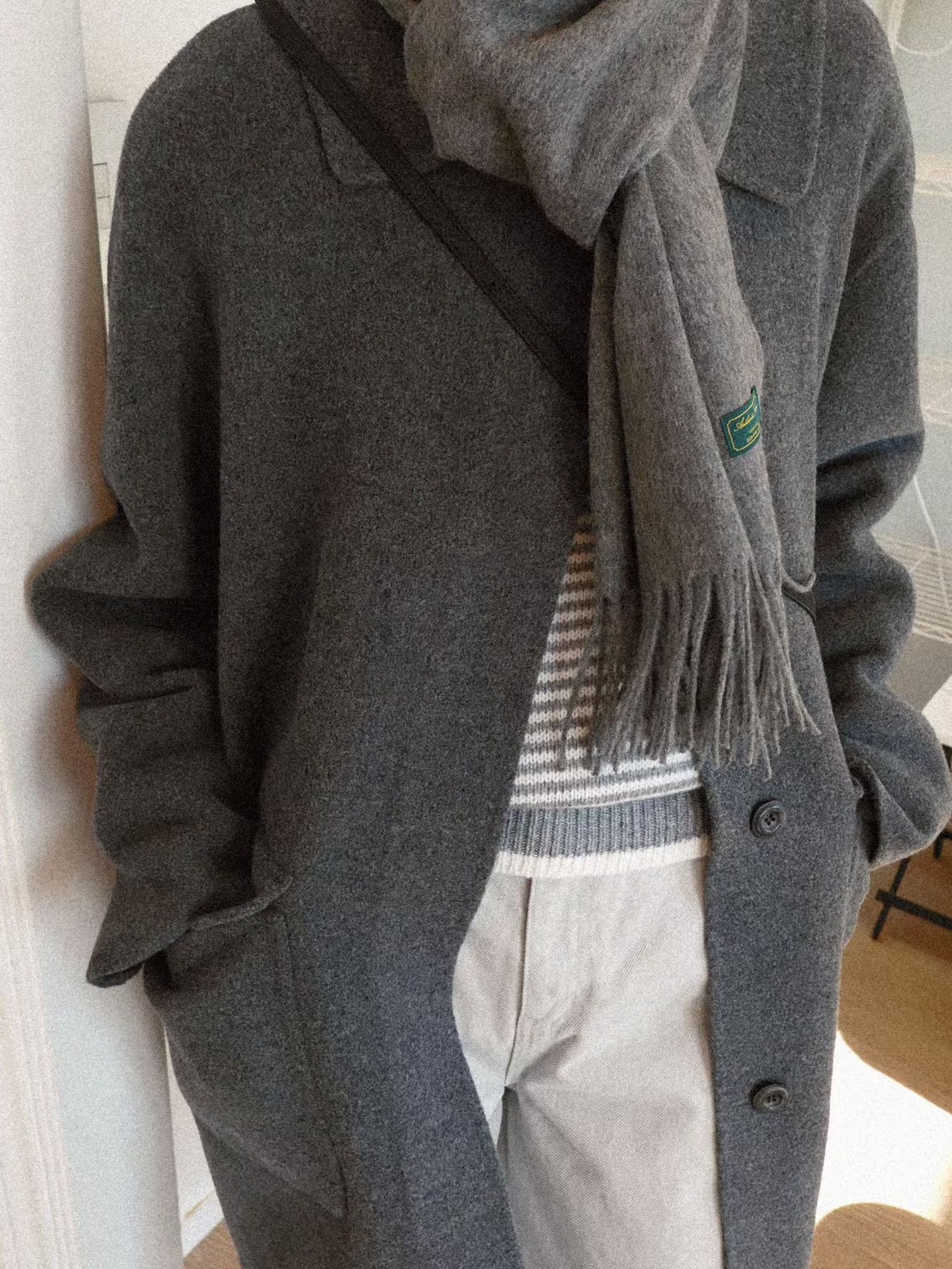 質感家氣質雙口帶長版手工大衣