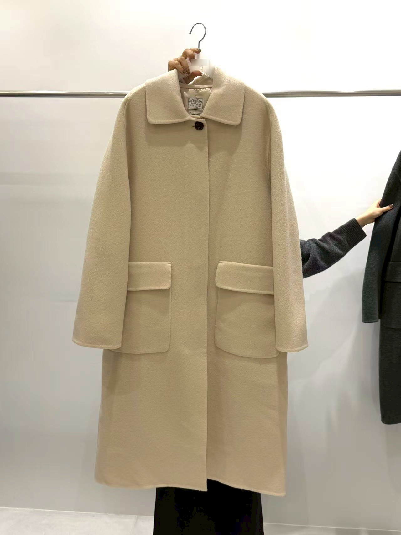 B87.質感家氣質雙口帶長版手工大衣