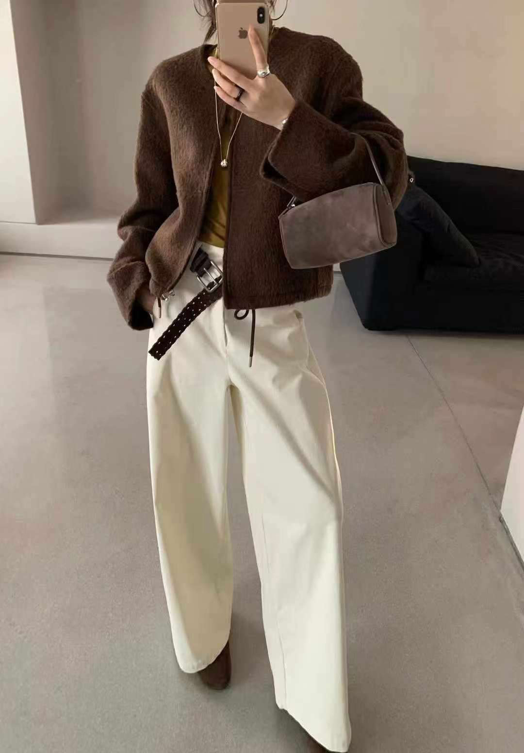 B105.可可家法式甜美蓬袖短外套